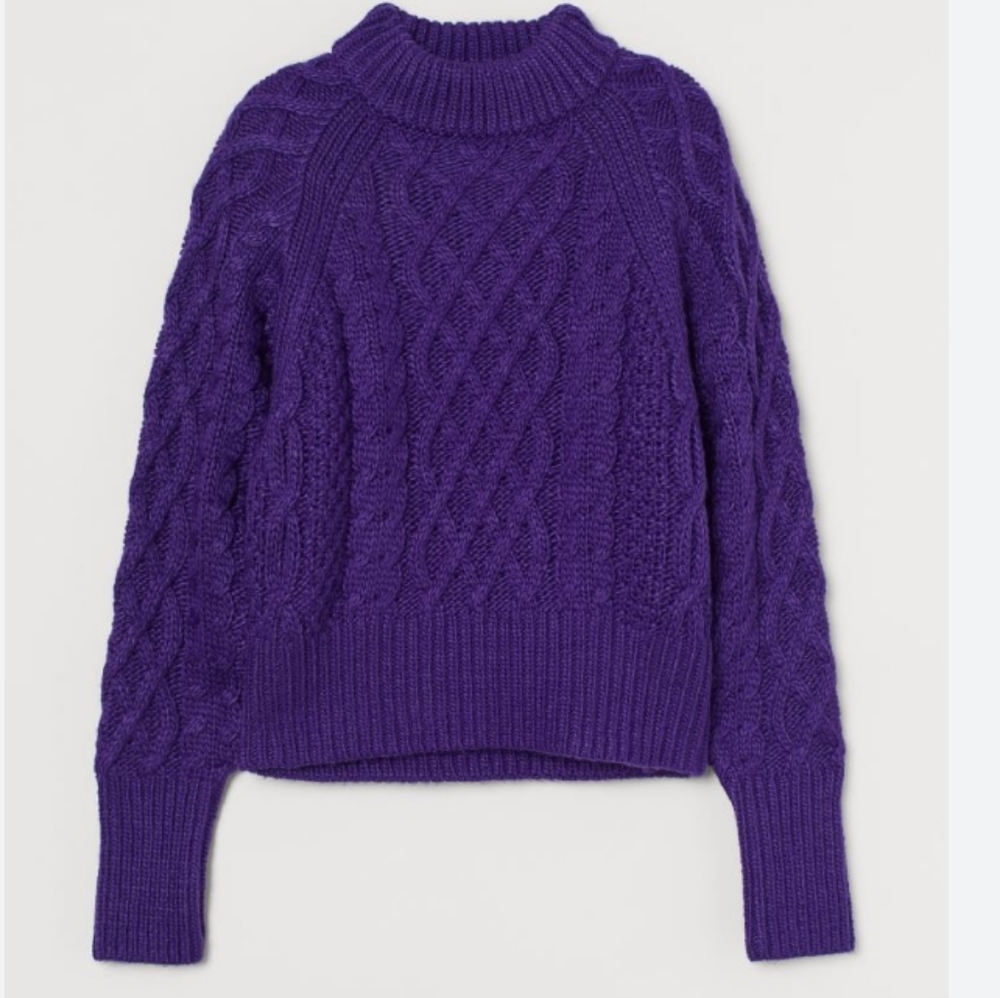 H&M Purple Cable Knit Cropped Sweater Top